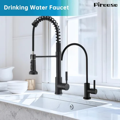 Vista 7 de Grifo de filtro de agua negro – Grifo RO 100% sin plomo, grifo de agua potable giratorio de 360° para fregadero de cocina, compatible con ósmosis