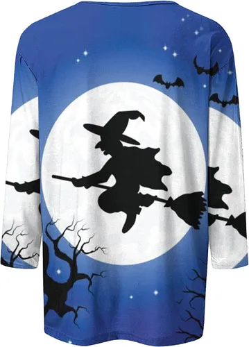 Vista 4 de 34 Sleeve Halloween Shirts for Women Cute Round Neck T-Shirt Tops Loose Graphic Tee 2023 Fashion Fall Clothes