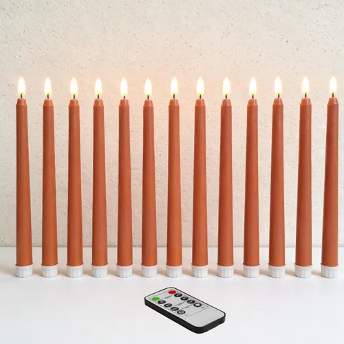 Vista 29 de Velas cónicas sin llama negras con control remoto, velas LED parpadeantes que funcionan con pilas, juego de 6
