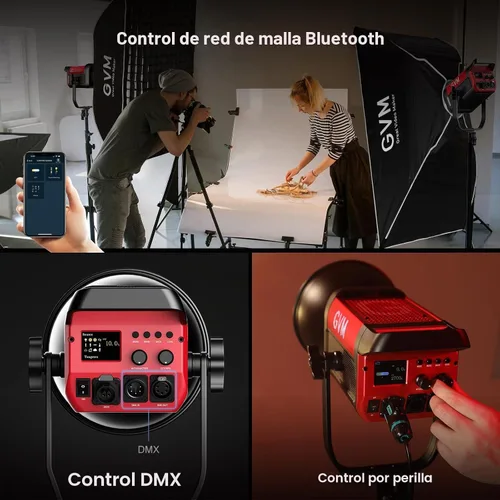 Vista 7 de GVM 200W Luz de Vídeo LED, Kit de Iluminación para Fotografía PRO SD200B con Red Mesh Bluetooth/Control DMX, Luz de Estudio de Iluminación Continua