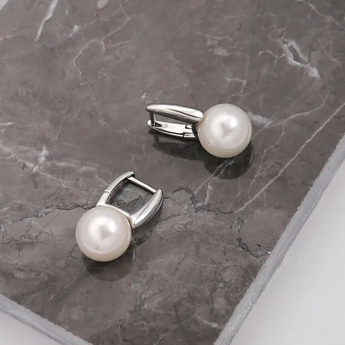 Vista 33 de Aretes colgantes de plata de ley 925 seleccionados a mano AAA+ de 7.5 a 0.315 in con perlas cultivadas de agua dulce blancas para mujer