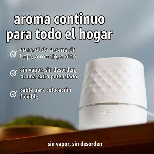 Vista 2 de Febreze Plug Scent Booster Dispositivo de Fragancia Continua Difusor de Aceite + Ambientador Enchufable Compatible, Repuestos de Aceite Perfumado