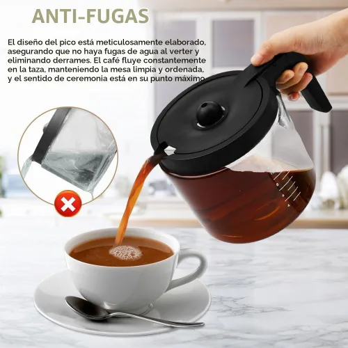 Vista 5 de 12 tazas de cafetera de vidrio de repuesto para Keuri-g K-Du o (no modelo Essential), jarra de repuesto para cafetera, mango ergonómico cómodo
