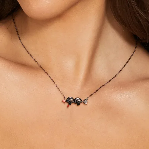 Vista 2 de AIEGNOS Skull Necklace for Men Women 925 Sterling Silver Black Gold Skull Gothic Punk Necklaces Jewelry for Unisex Couple Birthday Christmas Gifts