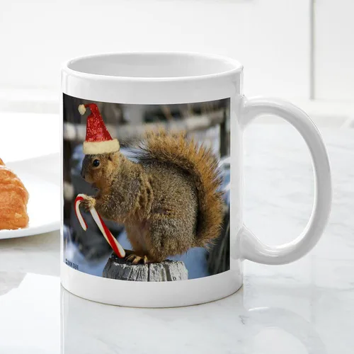Vista 5 de CafePress Taza navideña de ardilla de 11 oz (11.0 fl oz) taza de café de cerámica