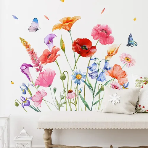 Vista 10 de Zonon 6 calcomanías de pared de flores, calcomanías para despegar y pegar