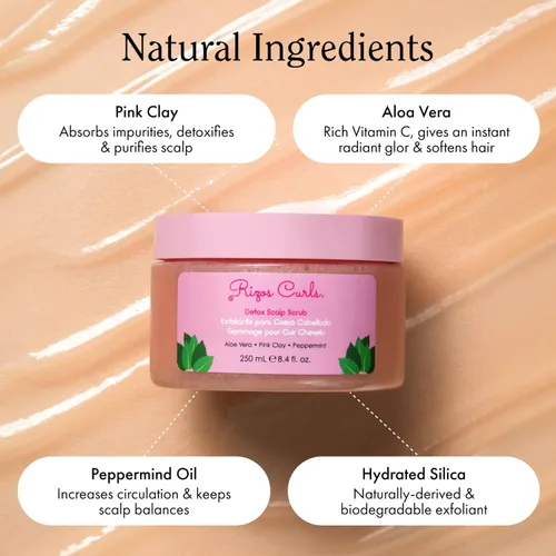 Vista 3 de Rizos Curls Exfoliante desintoxicante para el cuero cabelludo, exfolia para eliminar la acumulación y el exceso de aceite, alivia la picazón