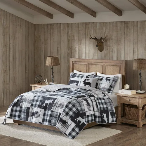 Vista 15 de Woolrich Juego de edredón reversible – Estilo cabaña invertido a color sólido, colcha ligera para todas las estaciones, capa de ropa de cama