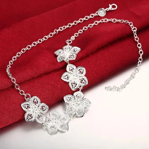 Vista 6 de NorthEarth Conjuntos de joyas de plata de ley 925 finas retro collares pulseras aretes para mujer moda fiesta boda