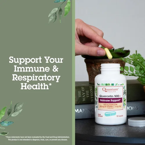 Vista 7 de Quantum Health Quercetin+ 500mg Potente suplemento de apoyo inmunológico con zinc 11 mg y vitamina C 100 mg – Complejo de refuerzo de inmunidad
