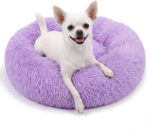 Vista 55 de Cama para perros pequeños, cama calmante para perros pequeños, antiansiedad, cama para cachorros, lavable a máquina, esponjosa, de lujo Verde militar