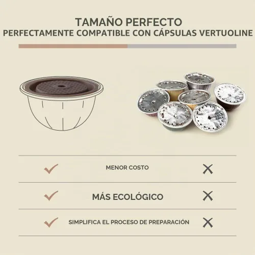 Vista 4 de Cápsulas Vertuo reutilizables 2 unidades + cápsulas Vertuoline recargables vacías - 80+150+7.8 fl oz cada 3 piezas para máquina de café Vertuoline