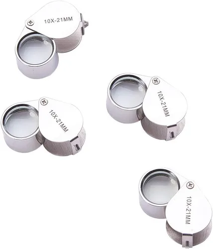 Vista 13 de Othmro Lupa 10X diámetro de lente 0.827 in silbato forma plegable joyería lupa lupa plata