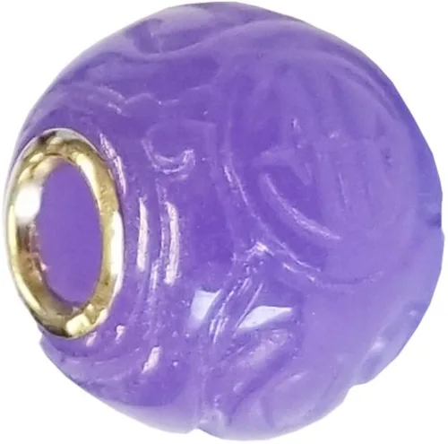 Vista 2 de 14K Amarillo Oro Jade Tallada a mano Slide BarrilColgante con Cadena 18