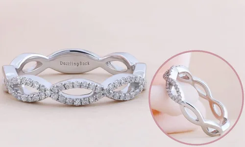 Vista 3 de Dazzlingrock Collection Anillo de aniversario de alianza de boda con diamantes redondos de 0.20 quilates (ctw), plata de ley