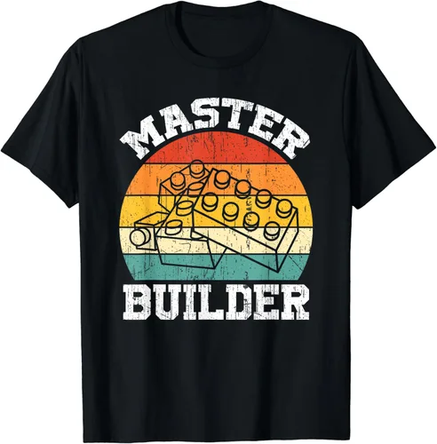 Vista 2 de Master Builder Kids Building Blocks Brick Toy Master Builder Camiseta, Negro