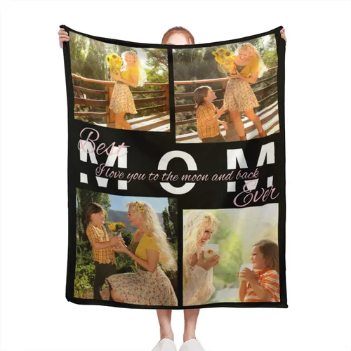Vista 23 de Manta personalizada con texto de fotos, manta personalizada con mis propias fotos, manta conmemorativa personalizada para madres para mamá, papá