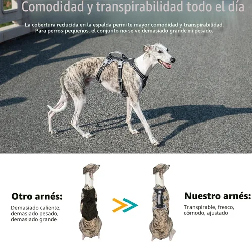Vista 5 de Huntboo Arnés para perro a prueba de escapes, arnés de artista de escape, arnés totalmente reflectante con mango acolchado, transpirable, duradero