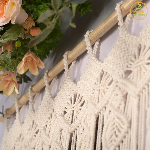 Vista 7 de Cortinas de Macramé para Puertas, Colgante de Pared de Macramé, Cortina de Puerta con Cuentas, Telón de Fondo Boho, Cuentas Colgantes para Puertas