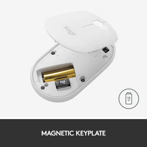 Vista 7 de Logitech Pebble - Ratón inalámbrico, Bluetooth o 2.4 GHz con mini-receptor USB, silencioso y delgado mouse de computadora con clic silencioso