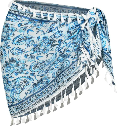 Vista 14 de ZAFUL - Pareo de mujer, pareo de playa, pareo transparente para bikini, pareo de gasa para traje de baño 0- Café