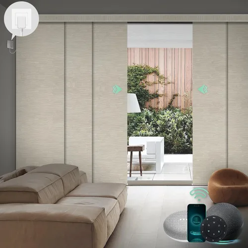 Vista 16 de Yoolax - Persianas deslizantes inteligentes personalizadas XL, persianas verticales de tela opacas para puertas de vidrio. Separador de habitación