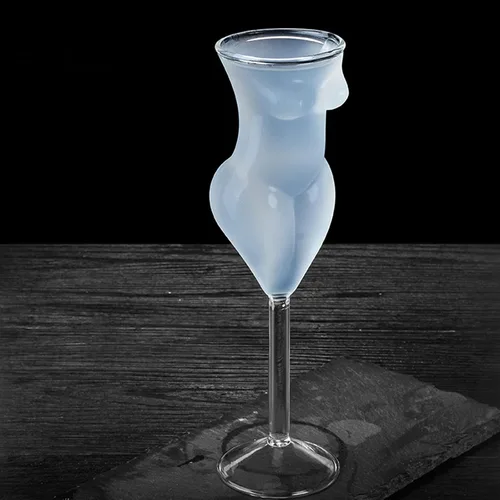 Vista 6 de Firlar Vaso de cóctel creativo, copa de vidrio con forma de cuerpo único de 6.1 fl oz, copa de vino de cóctel, copas de bebida elegantes, vasos