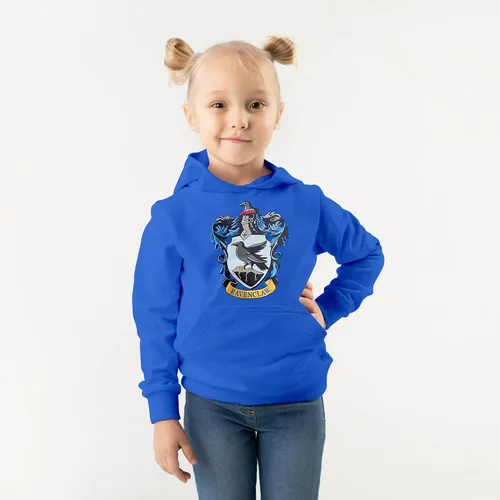 Vista 4 de Harry Potter Sudaderas con capucha Ravenclaw House Crest, Azul (Crest Blue)