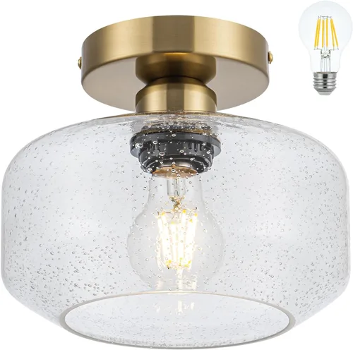 Vista 14 de Lámpara de techo empotrada de vidrio ahumado con LED de 1200 lúmenes, color negro champán dorado de 8.66 pulgadas, accesorio clasificado para Negro