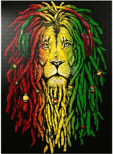 Vista 9 de MyPuzzle Rasta Lion - Rompecabezas prémium de 100 piezas, fabricado en Estados Unidos