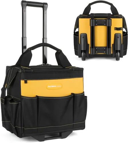 Vista 12 de Olympia Tools Bolsa de herramientas de 7 bolsillos con clip para cinturón, negro y rojo