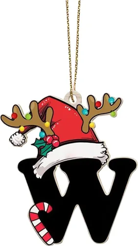Vista 14 de Decoraciones de Navidad - Letras de adorno de la A a la Z para el árbol, adornos colgantes del alfabeto de Navidad de bricolaje (A)