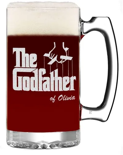 Vista 8 de The Godfather Don - Vaso de pinta grabado con texto personalizado, con licencia oficial, calidad premium, cristalería artesanal, vaso de cerveza