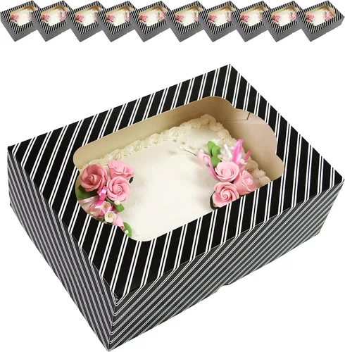 Vista 13 de Global Sugar Art - Caja de 14 x 10 x 5 pulgadas con ventana, color negro, 5 Rayas negras