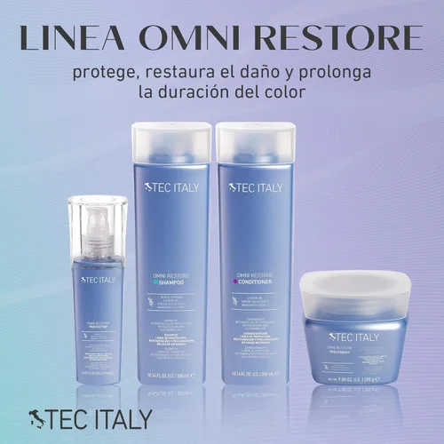 Vista 6 de Tec Italy Omni Restore Protector Tratamiento de protección térmica sin enjuague para cabello procesado y dañado, cuidado acondicionador
