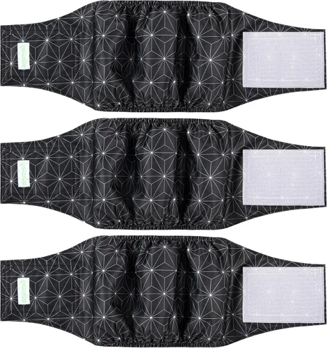 Vista 18 de Pañales para perro macho Wegreeco, lavables (paquete de 2), envoltorio para vientre lavable para perro macho, multicolor/fantasía (JEANS)
