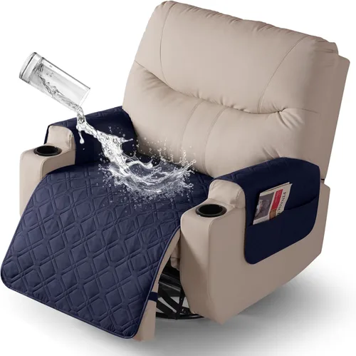Vista 13 de VANSOFY - Fundas de asiento 100% impermeables para sillas reclinables, color azul, 22 pulgadas Azuree
