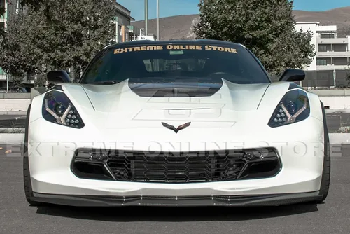 Vista 2 de Repuesto para Chevrolet Corvette C7 2014 Z06 Z07 Stage 2 Style Front Bumper Lower Lip Splitter (plástico ABS - fibra de carbono hidrosumergida)
