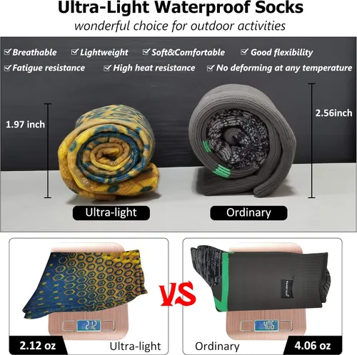Vista 3 de RANDY SUN Ultra-thin Golf Waterproof Socks, Breathable Men's Women's Sports Mid Calf Socks 1&2 Pairs