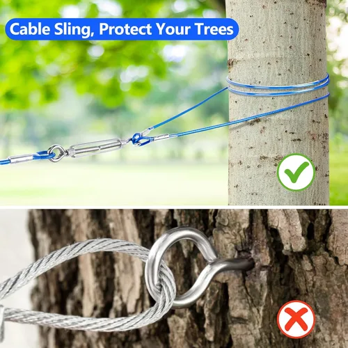 Vista 4 de Cable de amarre para perro XiaZ, cable de 50 pies para carrito de correr para perros de hasta 250 libras, correa de perro para patio, camping
