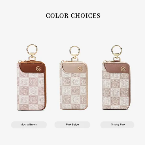 Vista 5 de GOLF SUPAGS Llavero de cuero PVC para mujer, portatarjetas, cartera con 6 ganchos, cierre a presión, llaves, organizador de dinero