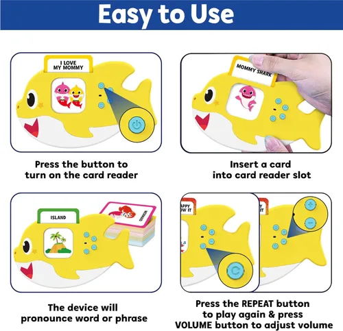 Vista 2 de Tarjetas flash Baby Shark para niños de 2 a 4 años Juguetes sensoriales para niños autistas y autistas no verbales de 2, 3, 4, 5, 6 años, juguetes
