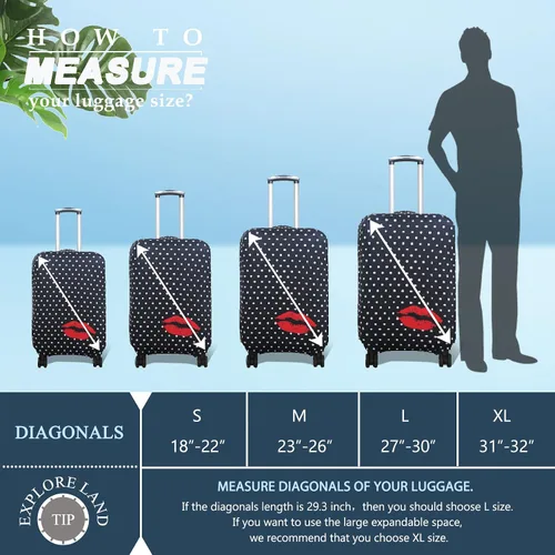 Vista 5 de Explore Land - Funda protectora para equipaje de viaje, protector de maleta, se adapta a maletas de 18-32 pulgadas