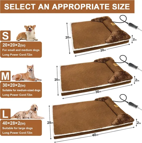 Vista 2 de Cama térmica para mascotas para gatos y cachorros, camas para perros de 20 x 20 pulgadas con cama de espuma viscoelástica, sofá para perro