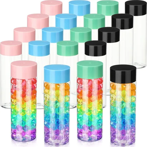 Vista 10 de Hoolerry 16 botellas sensoriales de plástico vacías con tapas, botellas de agua sensoriales de plástico transparente reutilizables