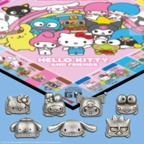 Vista 3 de Monopoly: Hello Kitty y sus amigos, Compra, vende, intercambia edificios de la serie animada, con My Melody, Badtz-Maru, Keroppi, Juego clásico