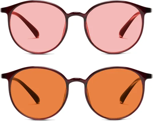 Vista 7 de BRADDEL Indoor FL-41 Rosa & Outdoor FL-60 Marrón Gafas de Migraña para Sensibilidad a la Luz Fluorescente, LED, Deslumbramiento, Fotofobia y Uso