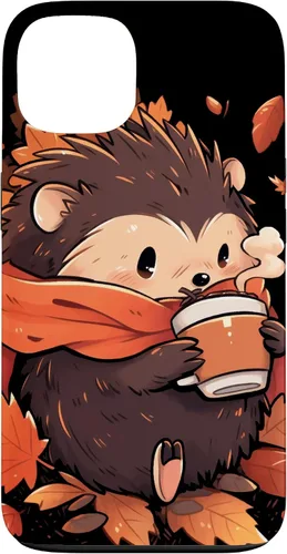 Vista 7 de Hedgehog Fall Autumn Leaves Pumpkin Spice Latte Kawaii Case for iPhone 16