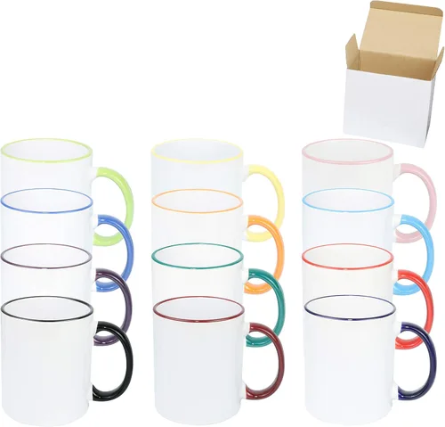 Vista 6 de Taza de café de cerámica de 11.0 onzas para sublimación, embalada en caja blanca