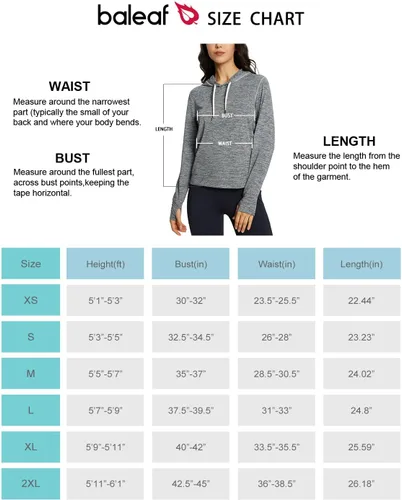 Vista 7 de BALEAF Sudaderas con capucha para correr para mujer, camisetas deportivas ligeras con agujeros para el pulgar